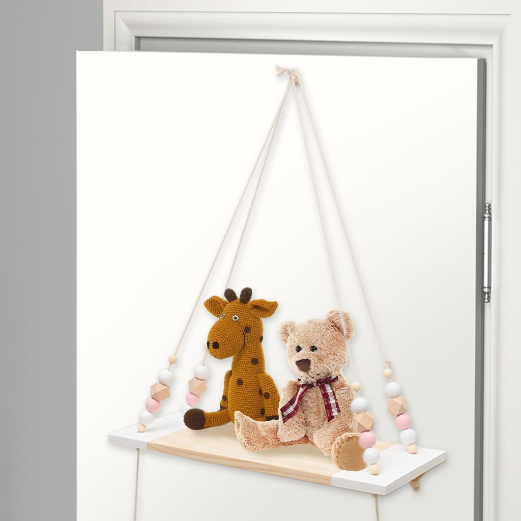 Wooden Wall Shelf With Hooks  Organizer Hanging Mount Clothes