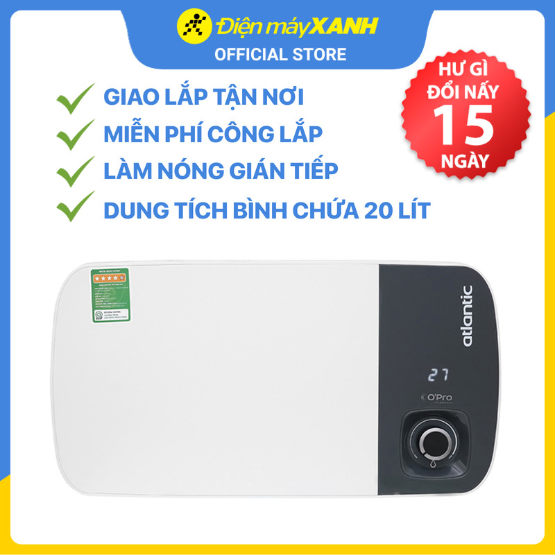 Máy nước nóng gián tiếp Atlantic 20 lít 2500W SWH 20H M-3 NEO PLUS 823019 - Hàng chính hãng