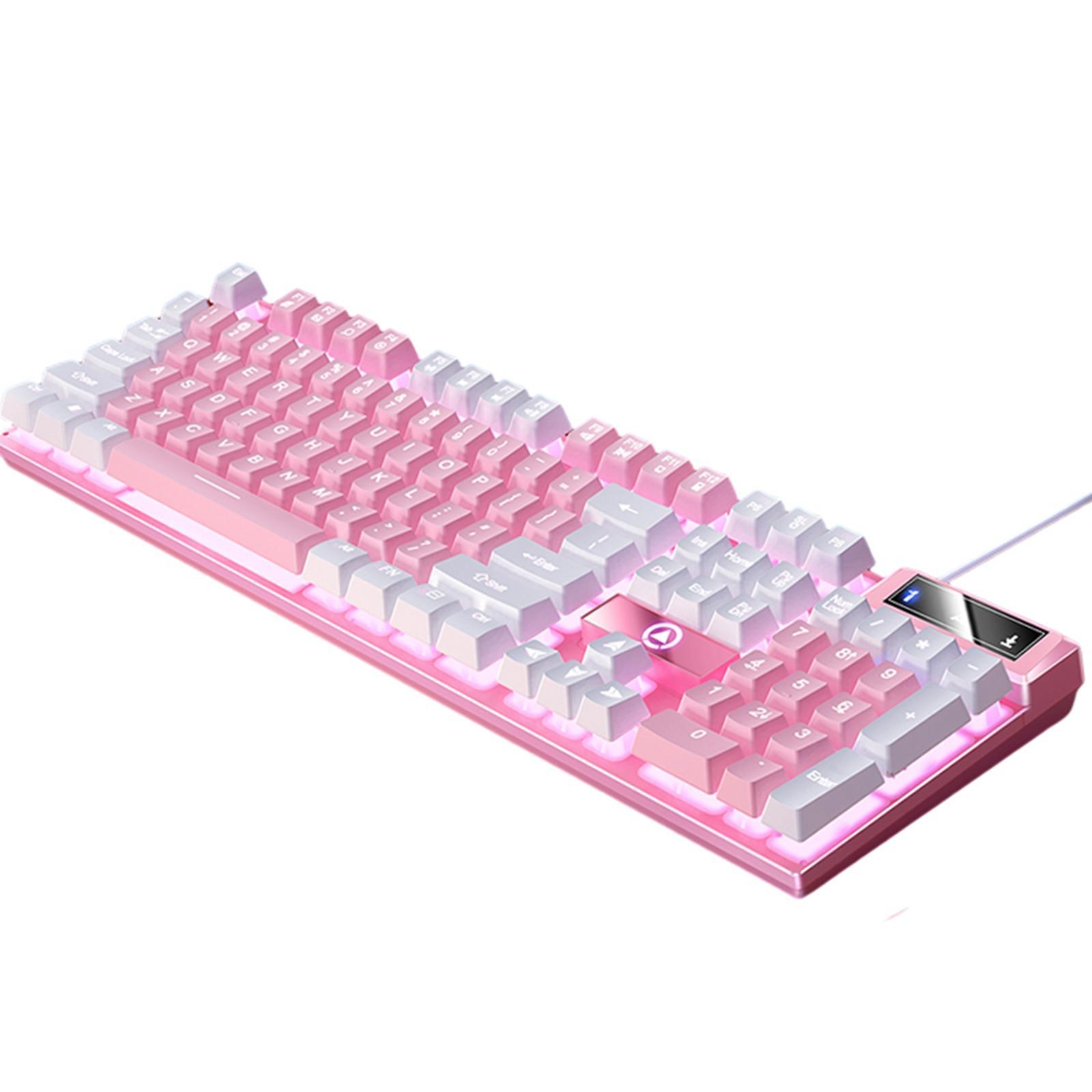Mechanical Gaming Keyboard USB Multimedia Controls LED Lighting Effects for Computer Desktop