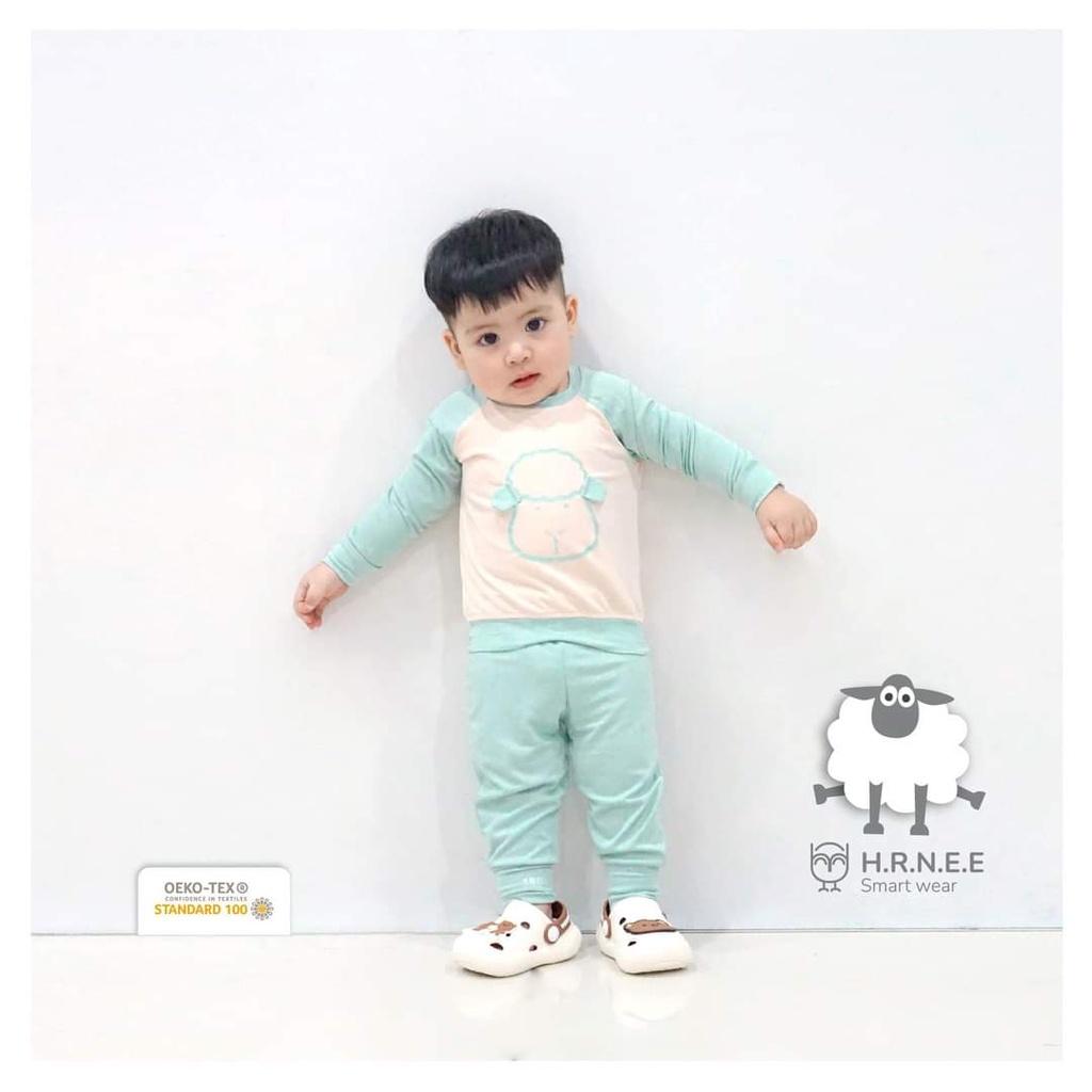 Bộ dài tay sợi petit Hrnee 6m - 4Y - Gấu Hồng Rose