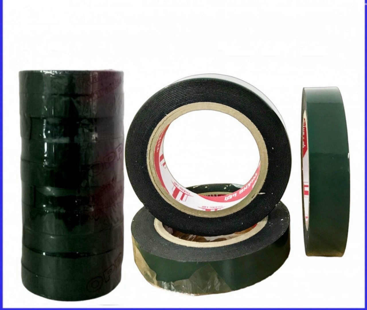 Băng keo xốp xanh đen 24mm,10 cuộn/ cây