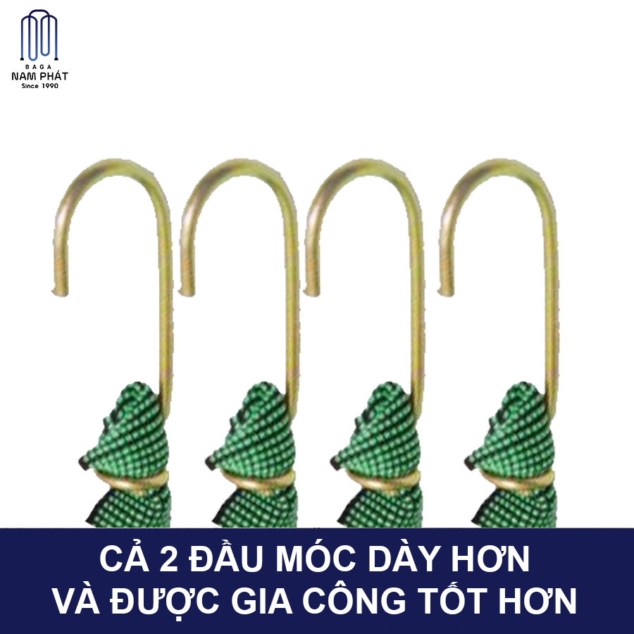 Dây ràng xanh lớn, dây su dẹp, dây chun chằn hàng 2 đầu móc loại tốt 2m5
