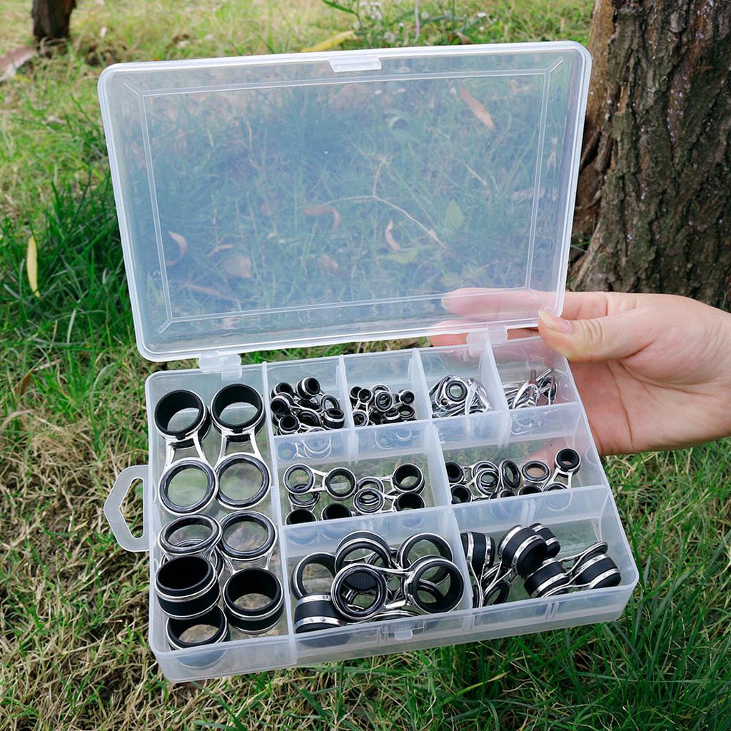 55Pcs/box Stainless Steel Fishing Rod Guides Rod Repair Kit DIY Eye Rings
