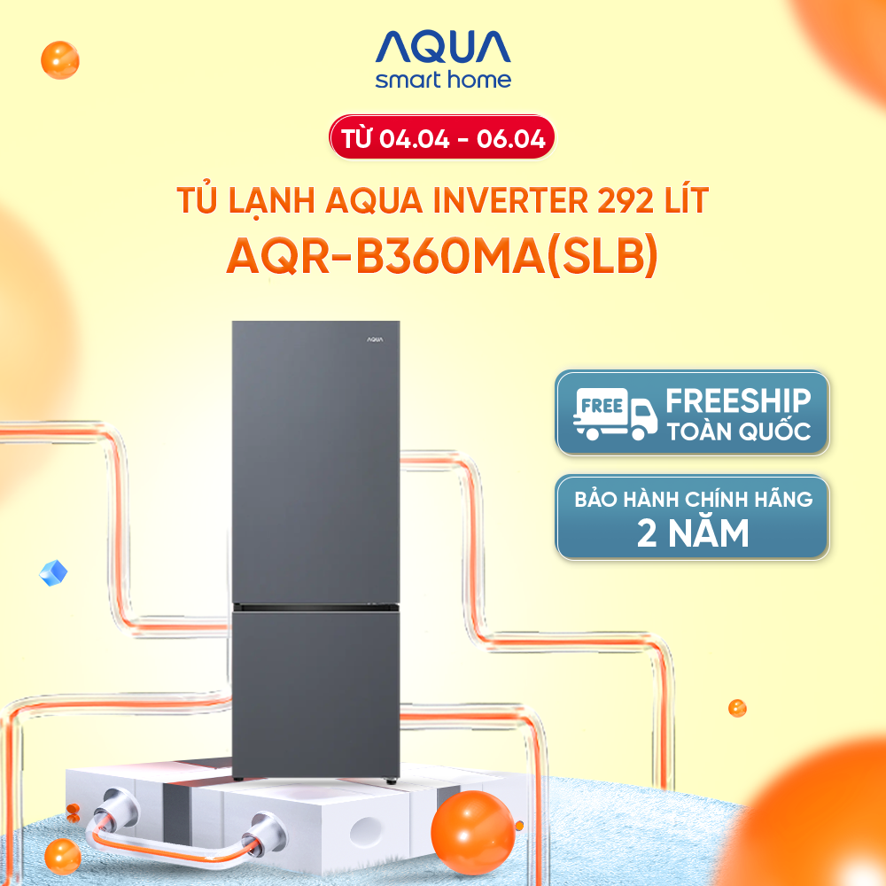 Freeship toàn quốc - Tủ lạnh ngăn đông dưới Aqua 292L AQR-B360MA(SLB) - Bảo hành trong 2 năm - Hàng chính hãng