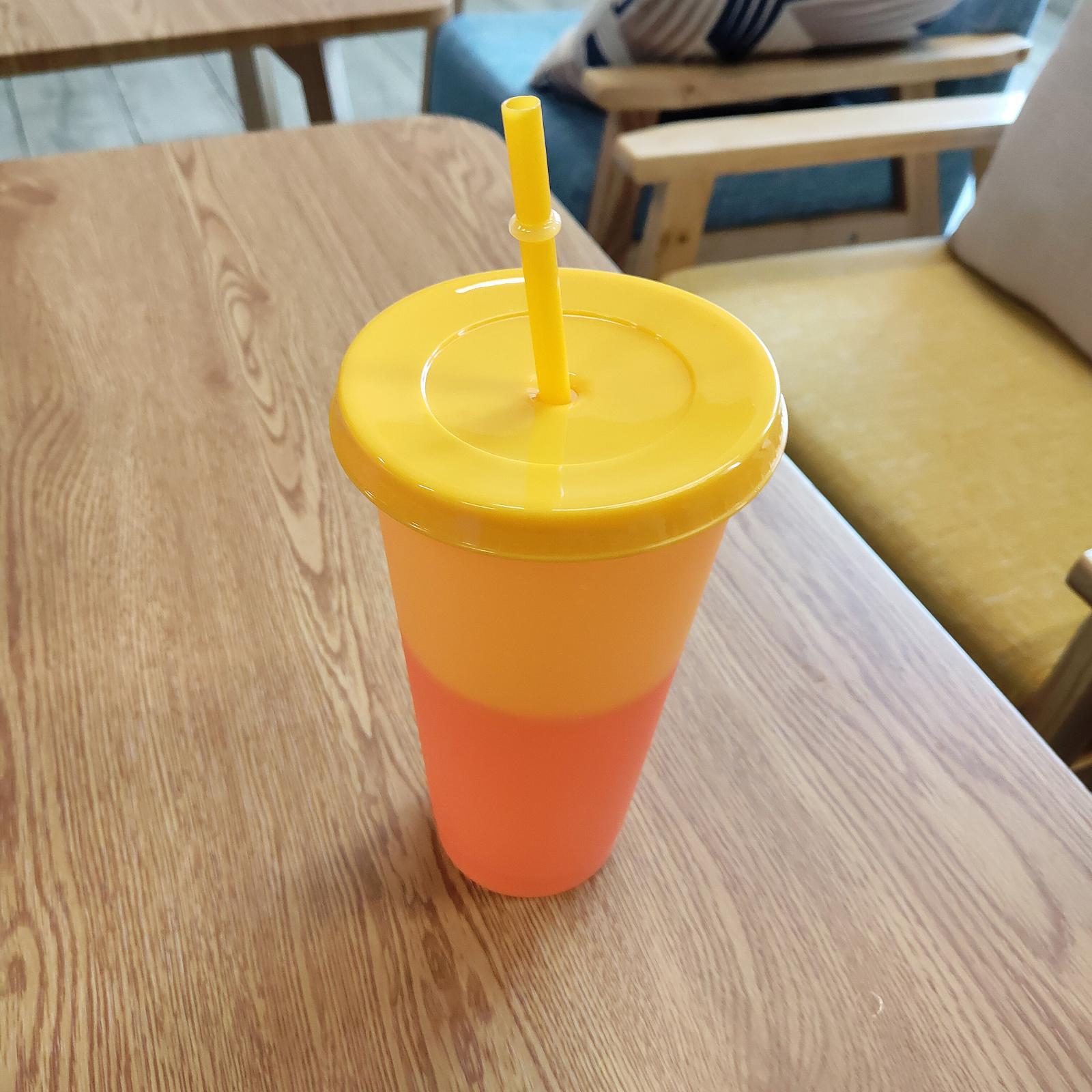 Color Changing Cups with Lids and Straws for Adults - 5 Reusable Tumblers with Lids and Straws in Bright Colors, Plastic Iced Coffee Cup