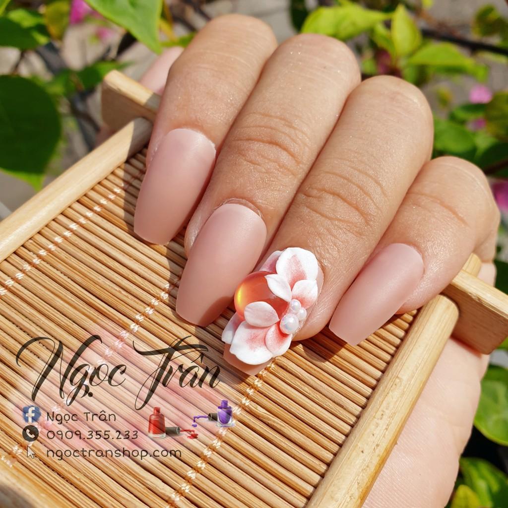 Hoa nửa ôm đá mắt mèo - Hoa bột đính móng 12HA