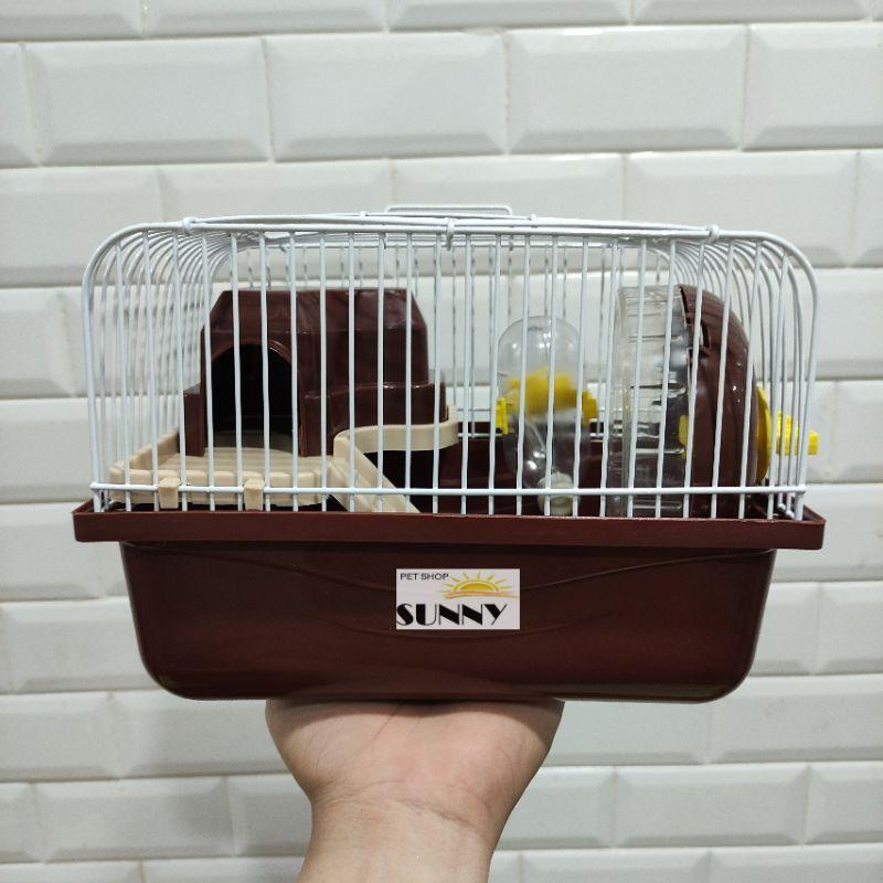 Lồng mini khay cao kèm nhà nuôi hamster 27x20x15