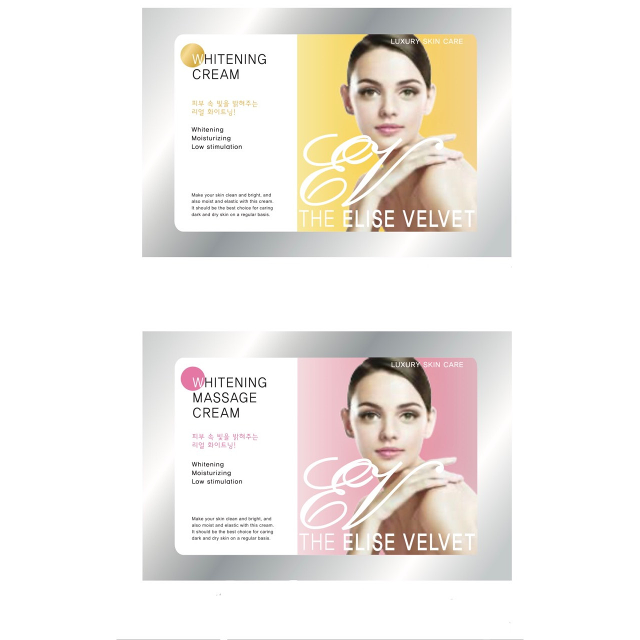 Bộ tắm trắng mặt và body The elise velvet Whitening cream + The elise velvet Whitening Massagen Cream