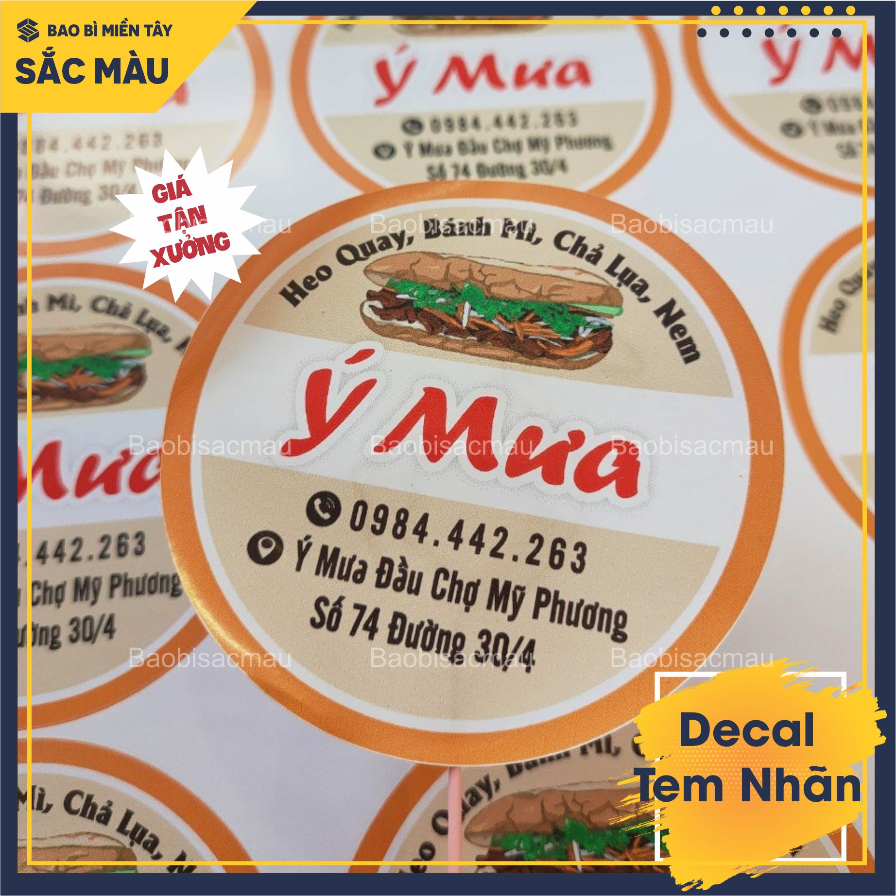 1m Decal nhựa, tem nhãn thiết kế và in ấn theo yêu cầu