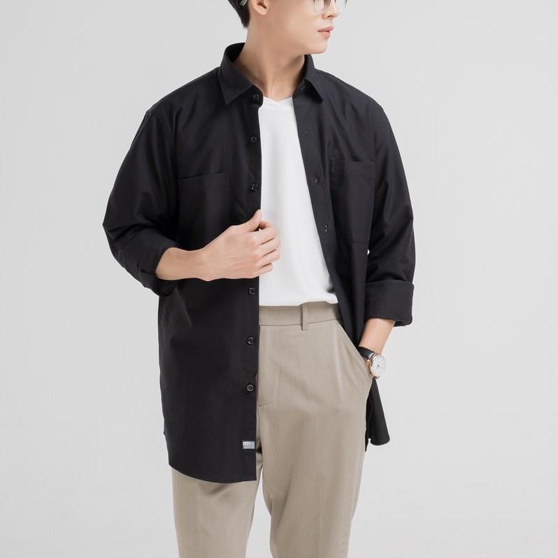 Áo sơ mi nam dài tay thiết kế cổ đức 2 túi ngực SSSTUTTER vải Cotton cao cấp thấm hút mồ hôi 5 màu Oval Shirt