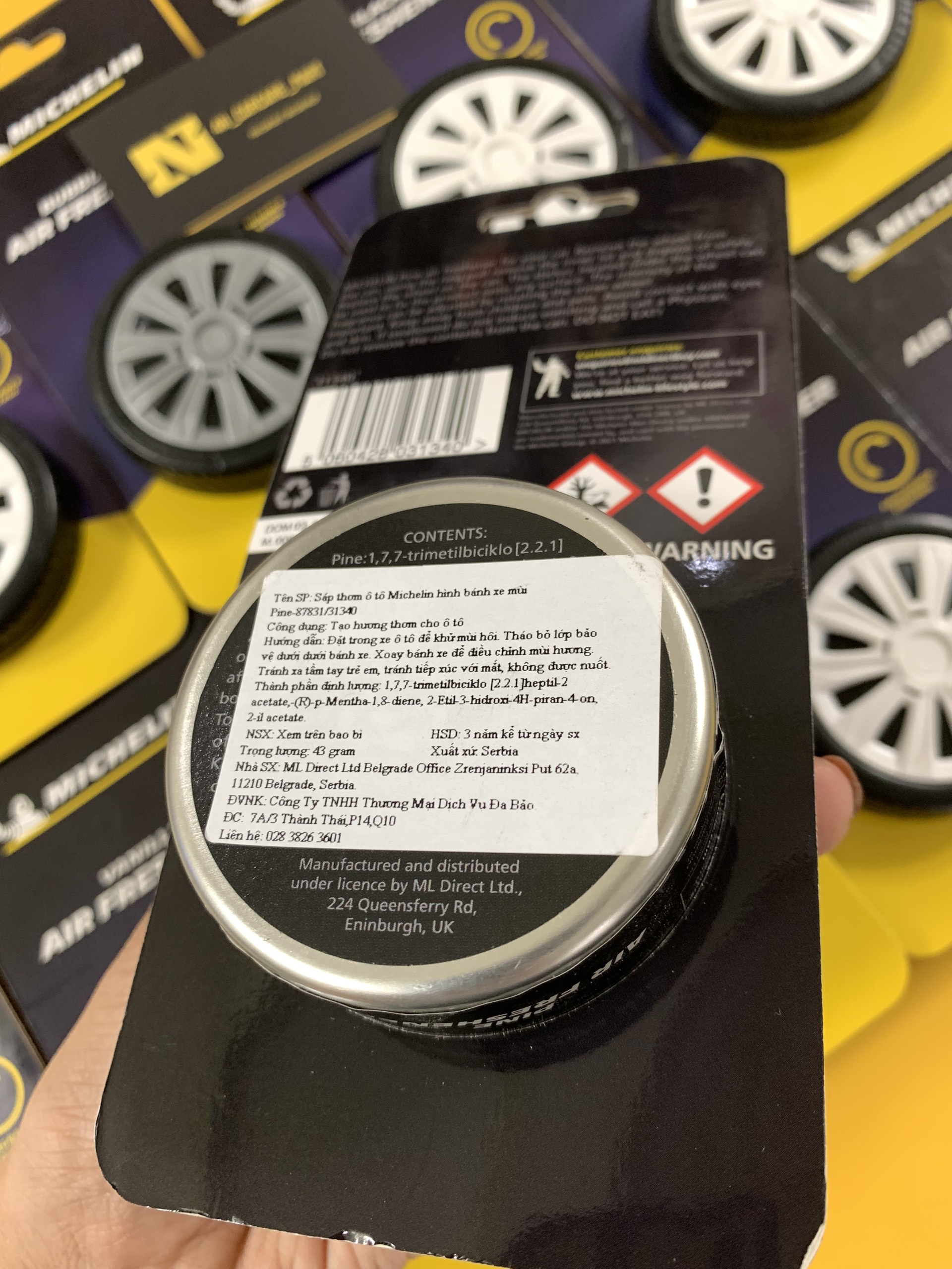 Sáp Thơm Ô Tô MICHELIN Khử Mùi Xe Hơi Cao Cấp - Michelin Organic Can Air Freshener mùi hương pine