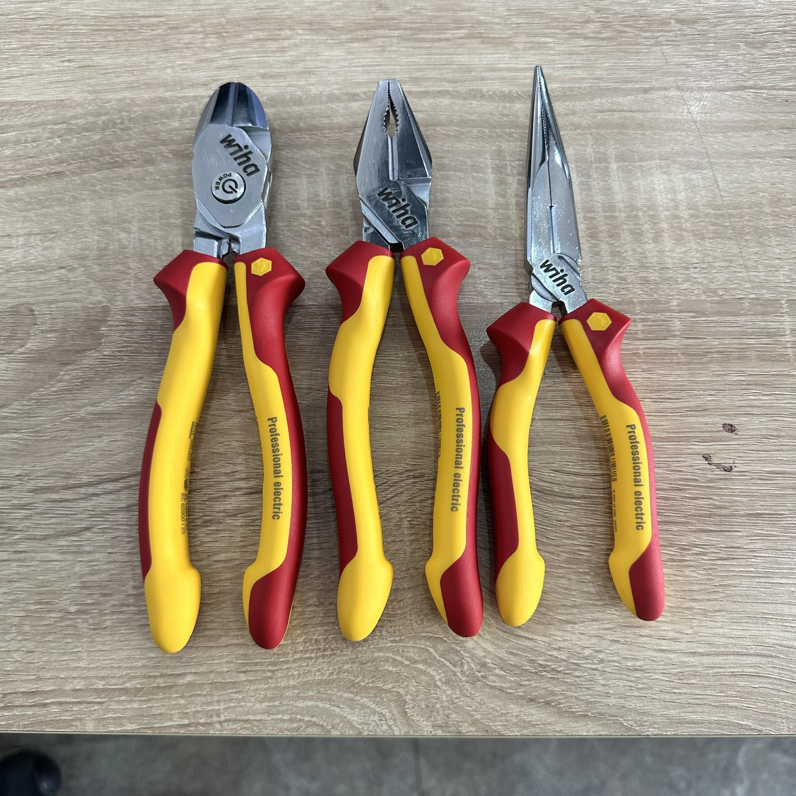 Bộ 3 kìm Wiha cách điện 1000V VDE trợ lực chuyên nghiệp (38191, 26714, 26727)