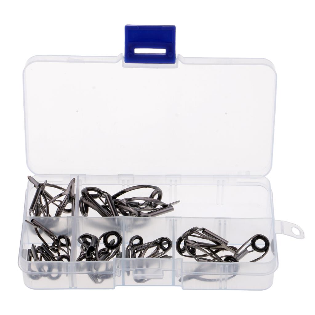 30pcs Durable Fishing Rod Guides Tips Set Rod Repair Kit Eye Ring 2.2#-3.0#