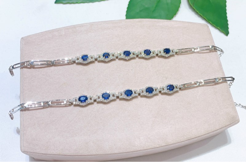 Lắc Tay Đính Đá Sapphire thiên nhiên - MOON Jewelry