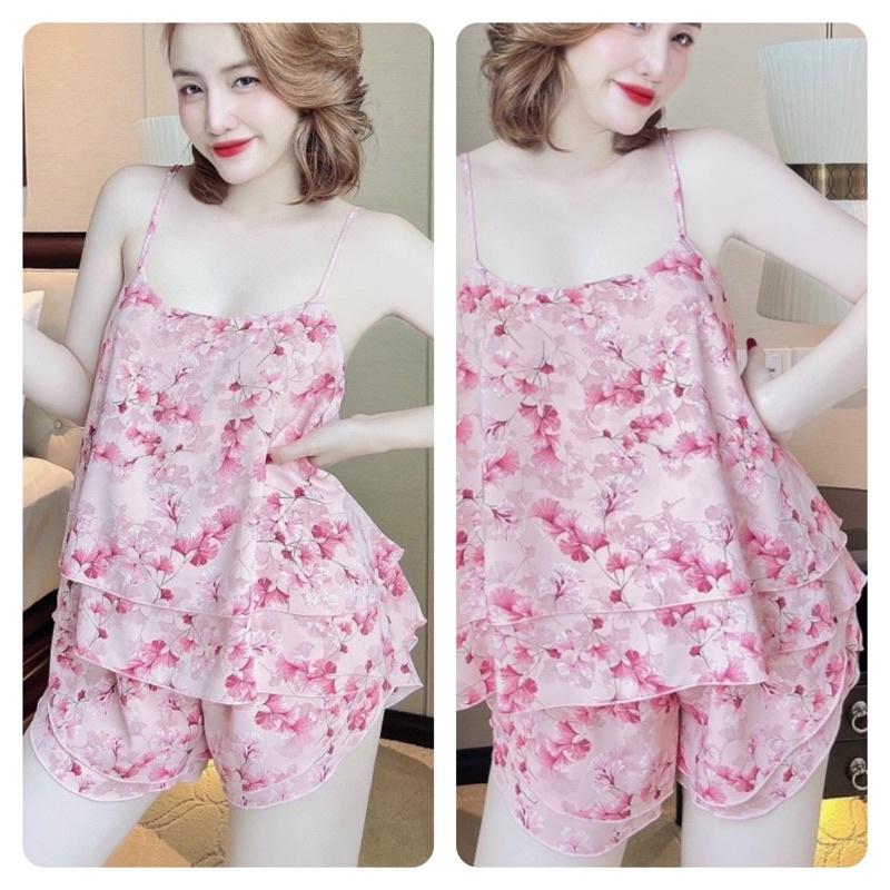 Đồ Ngủ Nữ 2 Dây Lụa, Bộ Mặc Nhà BIGSIZE Lụa Mango 2 tầng, Fresize 40-70kg, tuỳ chiều cao - HÌNH CHỤP THẬT