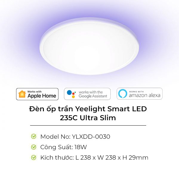 Đèn ốp trần Yeelight Smart LED Comet Ultra Slim Siêu mỏng hắt RGB Hỗ trợ HomeKit - Hàng Chính Hãng