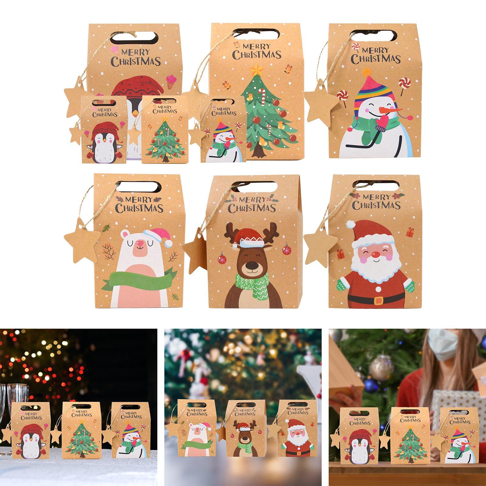 24x Christmas Treat Bags Candy Boxes Creative Biscuits Bag Cookie Gift Bag Pouch Party Favor Bag Candy Packing Box for Wedding Holiday Candy