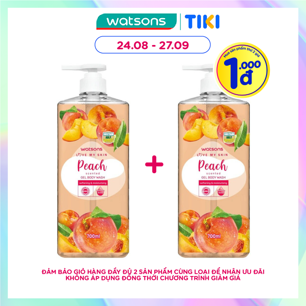 Gel Tắm Watsons Love My Skin Peach Scented Gel Body Wash 700ml