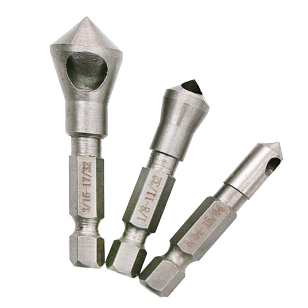 3Pcs Countersink Bits Counter Sink Drilling Wood Screw Power Drill Bits Tool