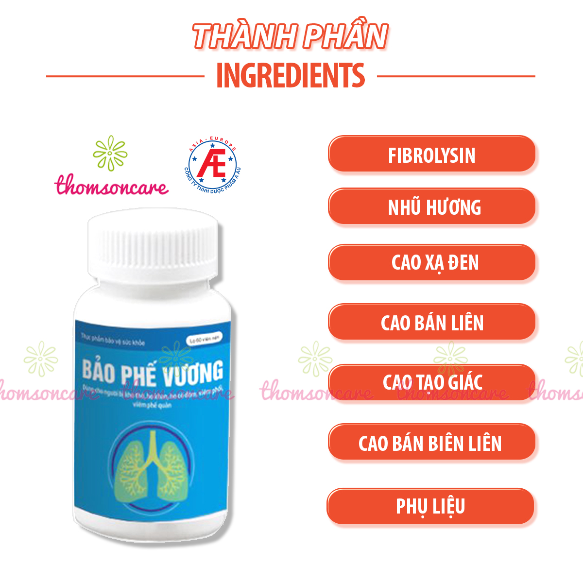 Bảo phế vương - Hộp 2 lọ x 60 viên tiết kiệm hơn - Hỗ trợ giảm ho có đờm, phế quản từ thảo dược