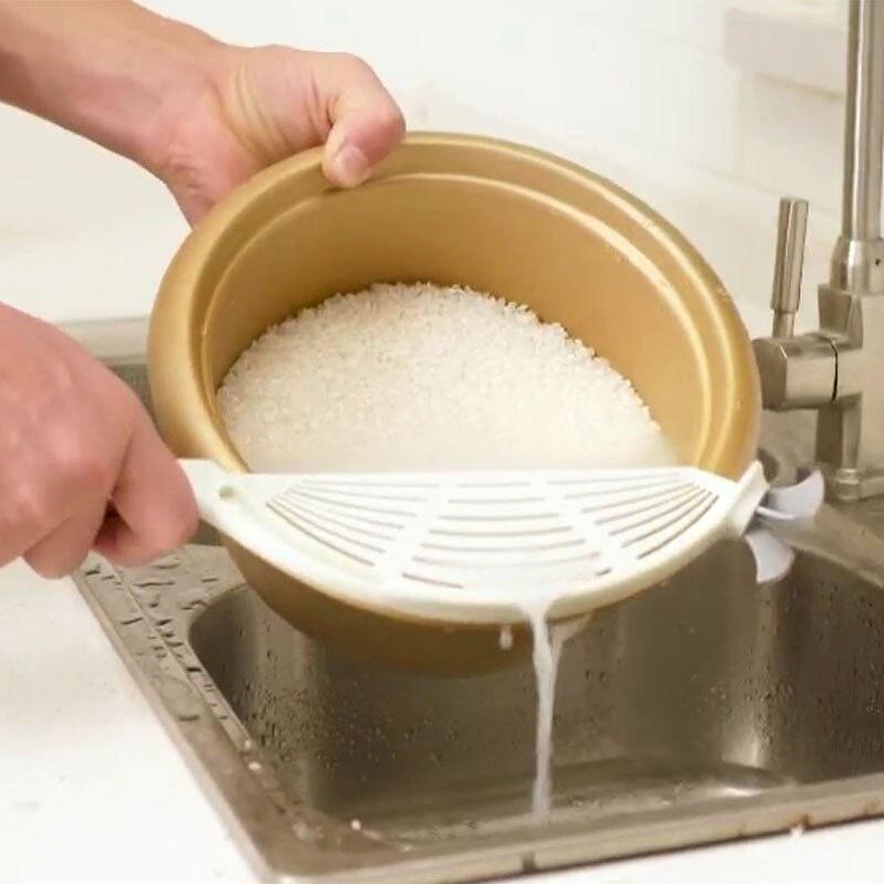 Kitchen Creative Washing Tool Multi-Function Rice Washing Spoon Washing Rice Sieve Not Hurt Hand Household Sink Food Drain Rack