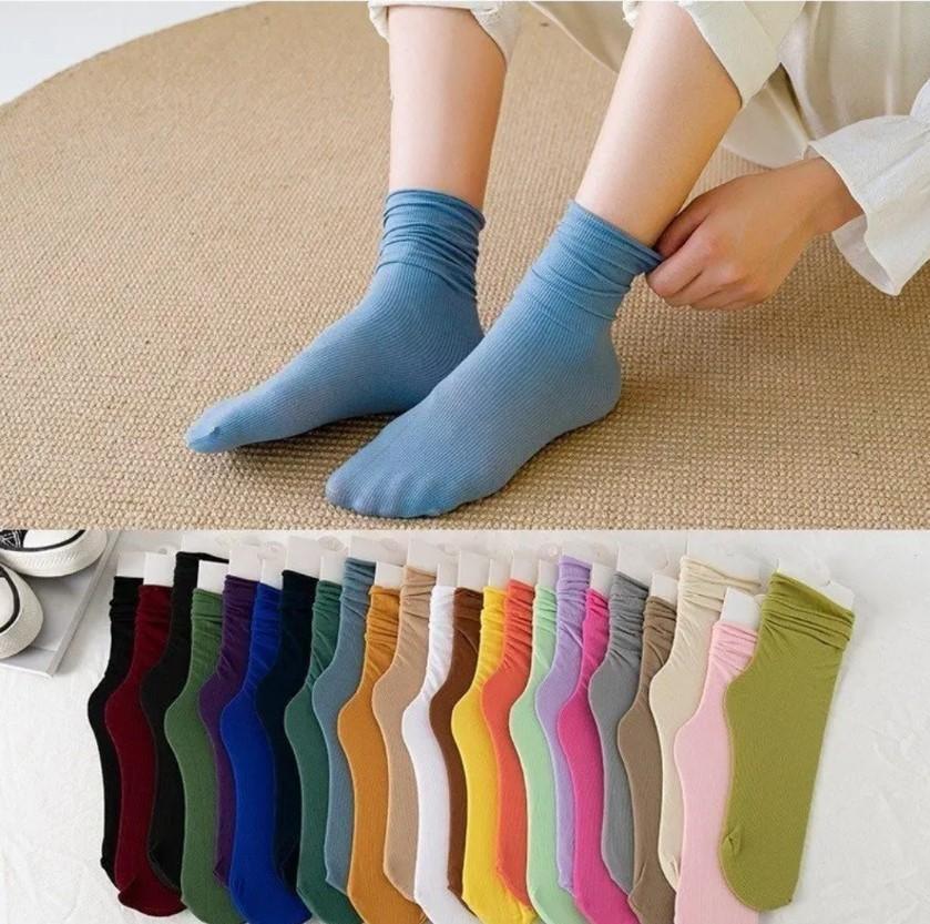 Tất, Vớ Nhún cao cổ cho nữ Phong Cách Vintage HànQuốc, gân tăm thông khí thoáng mát mùa hè,nhiều màu sắc