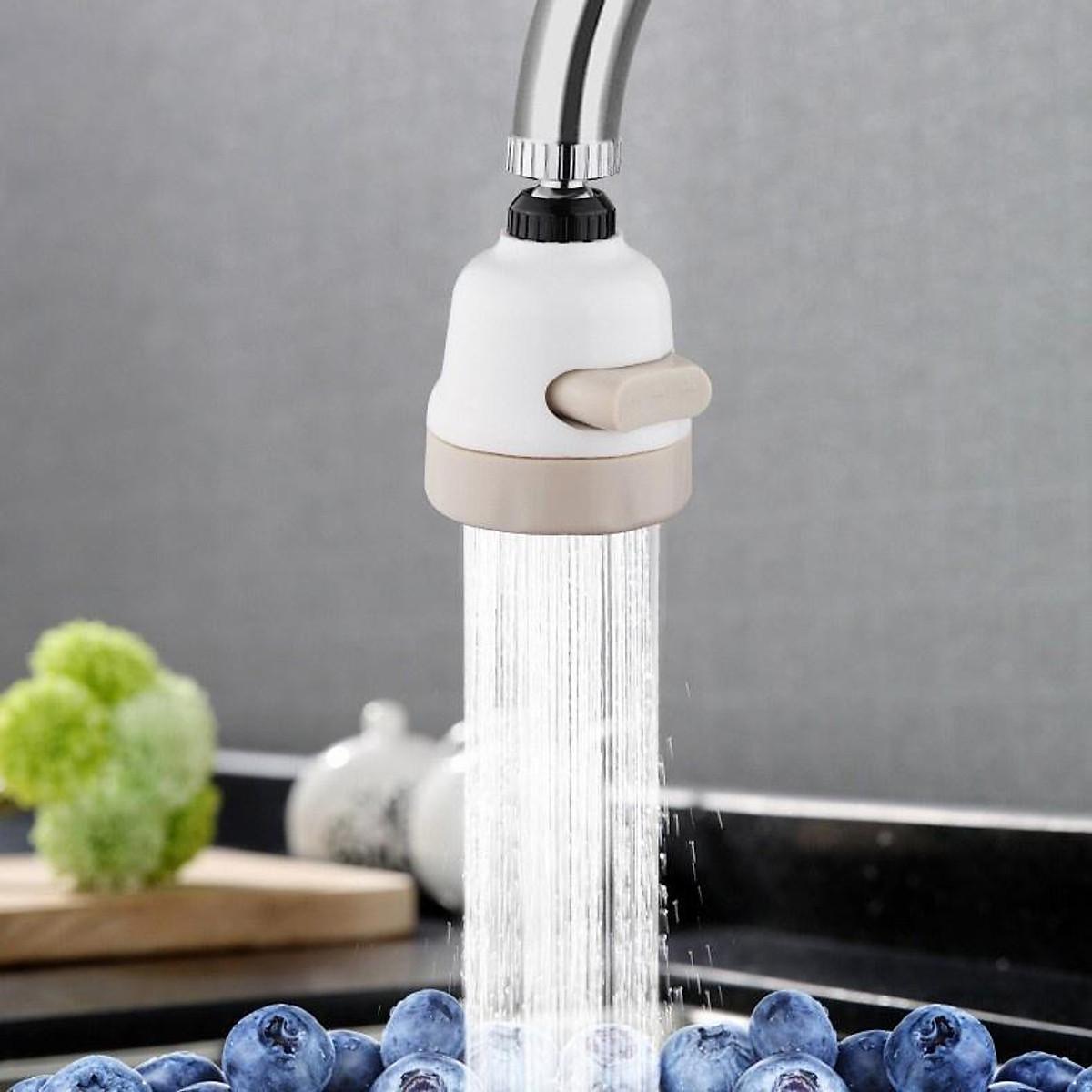 Đầu Nối Vòi Rửa Chén Bát Tăng Áp 200% Với 3 Chế Độ Phun Xoay 360 Độ Tiện Lợi Chất Liệu Thép Không Gỉ Vỏ Nhựa ABS Bền Bỉ