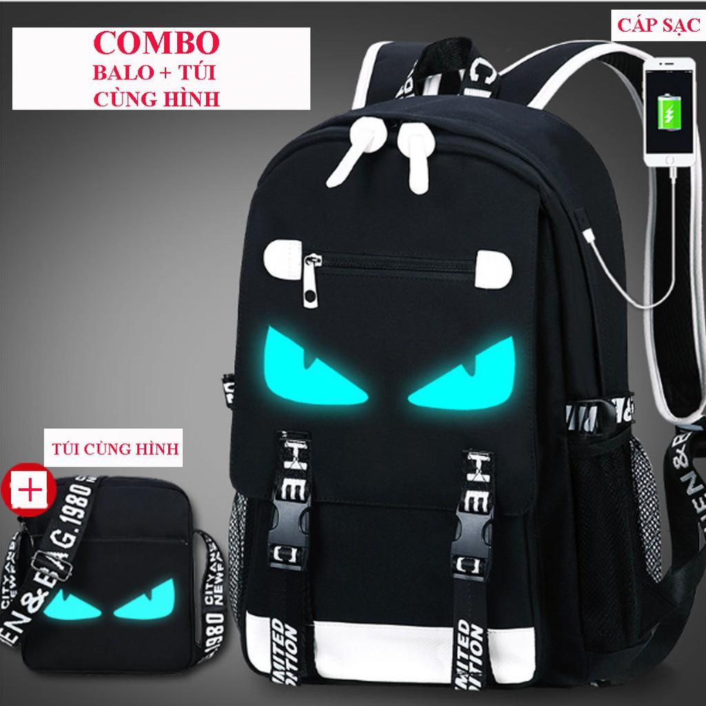 Bộ Balo + Túi Dạ Quang Phát Sáng Trong Đêm OHAZO BoyMusic, Tặng Cáp Sạc USB