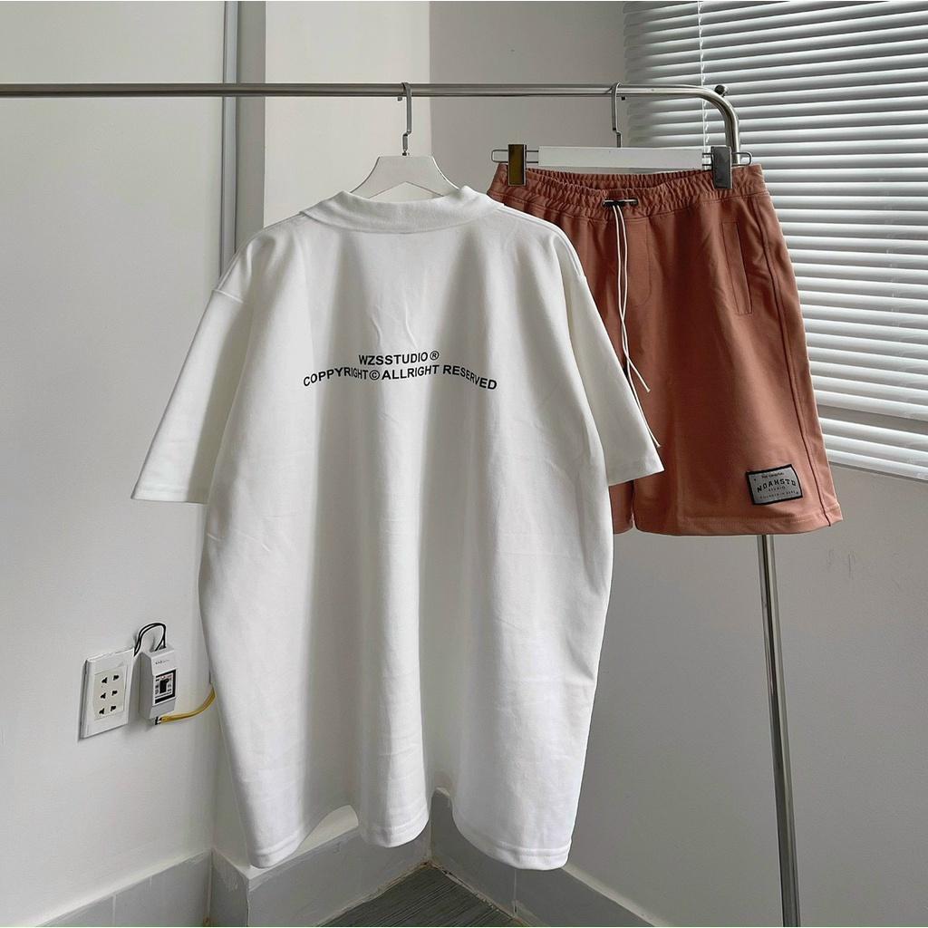 Áo thun nam POLO có cổ basic FULL màu đen và trắng form oversize - có tem su