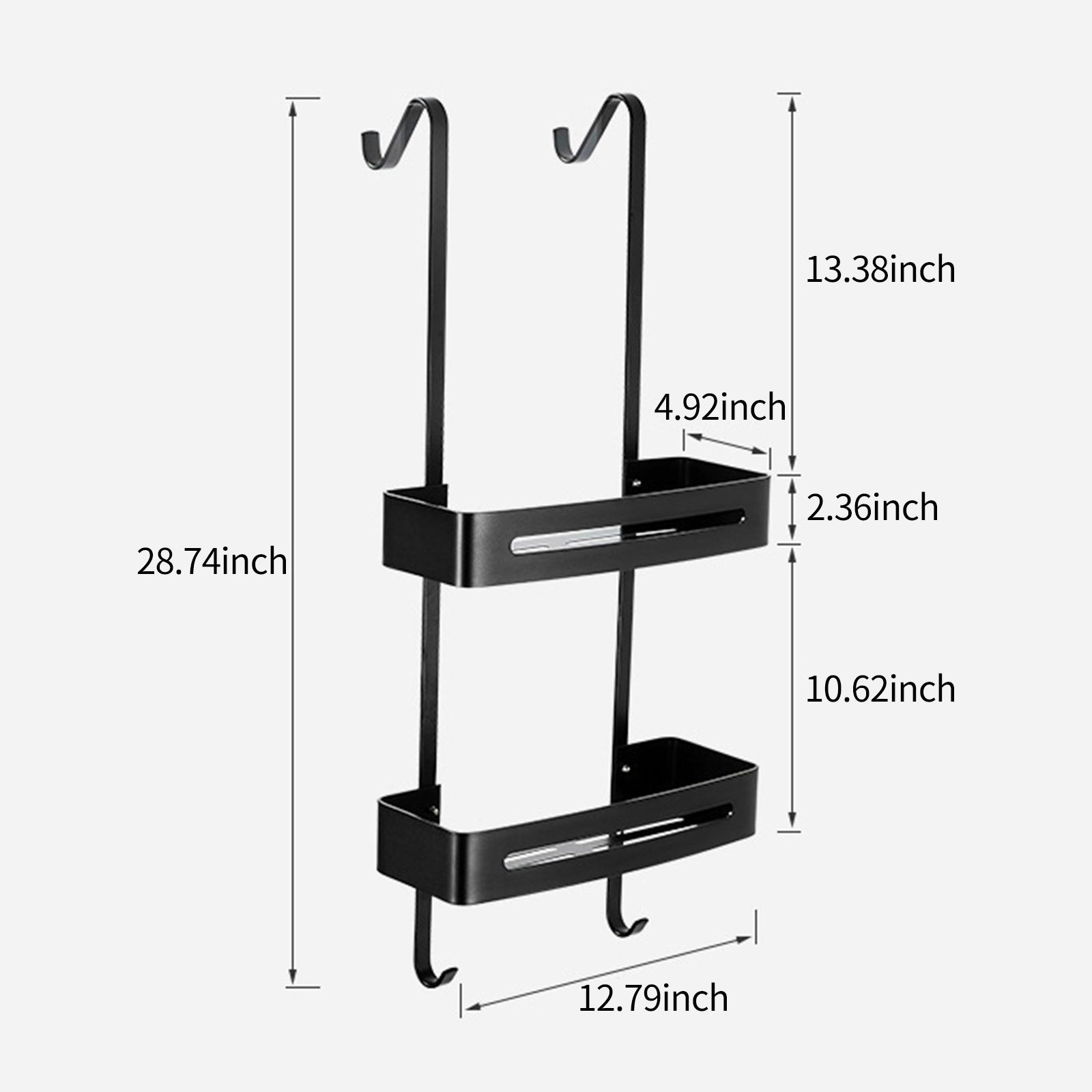 2 Tiers Over The Door Shower Caddy with Hooks Over Door Bathroom Shower Caddy Hanging Storage Organizer Shelves