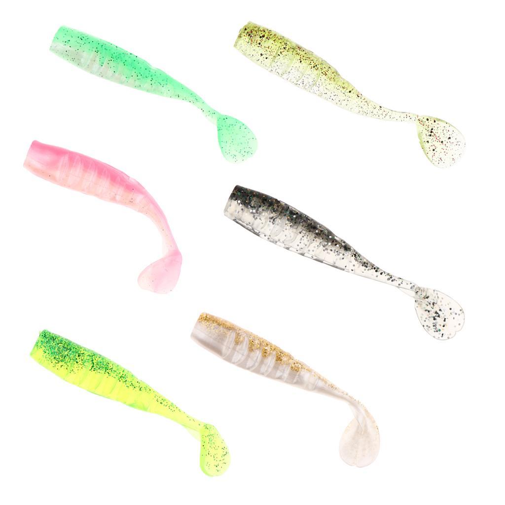 5x Artificial T Tail Crankbait Soft Jig Fish Baits Swimbait Hook Tackle for Saltwater Freshwater Bass Trout Walleye