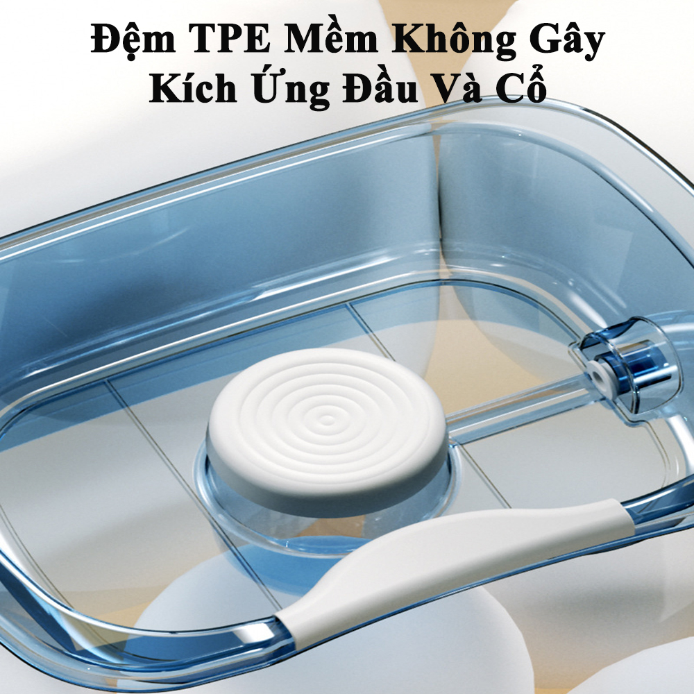 Chậu Gội Đầu Tại Giường KUNBE Dành Cho Người Bệnh, Người Già, Bà Bầu Và Trẻ Em, Bản Nâng Cấp Có Đệm Lót TPE Đầu Và Gáy, Ống Thoát Nước Đầu Cao Su Chống Rò Nước - Màu Xanh