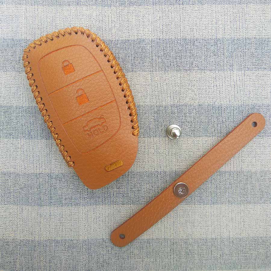 Bao da 3 nút chìa khóa smartkey xe hơi Hyundai