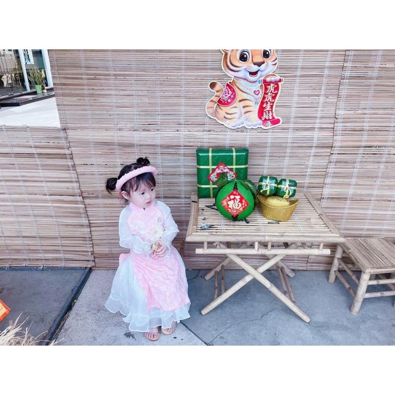 Áo dài bé gái thêu hoa cao cấp VyVy Kids Fashion