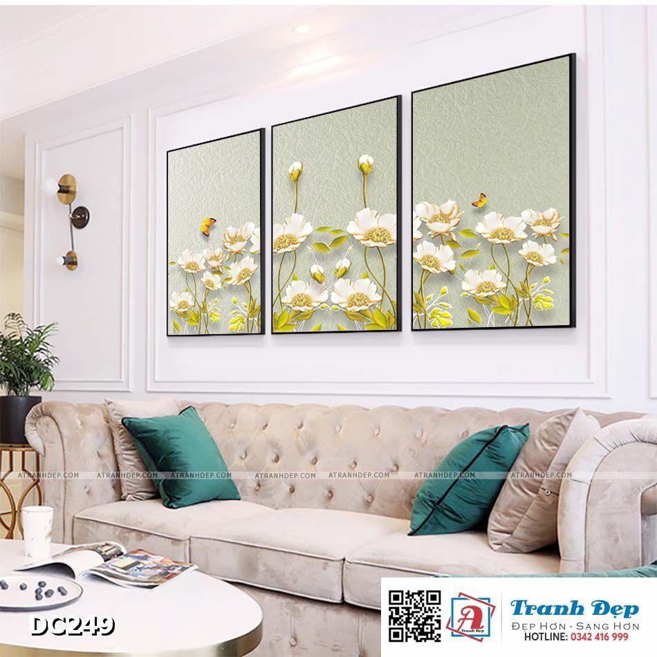 Bộ 3 tranh canvas treo tường Decor Họa tiết hoa nghệ thuật - DC249