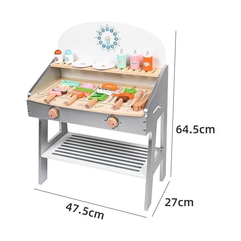 Đồ chơi bếp BBQ xám trắng 64.5cm bằng gỗ