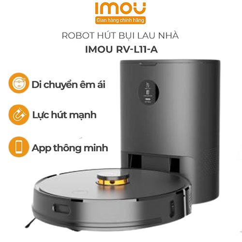 Robot hút bụi lau nhà IMOU RV-L11-A, lực hút 2700PA, điều khiển app thông minh, hôpj bụi 3 lít, có cảm biến chống rơi và thảm - Hàng chính hãng