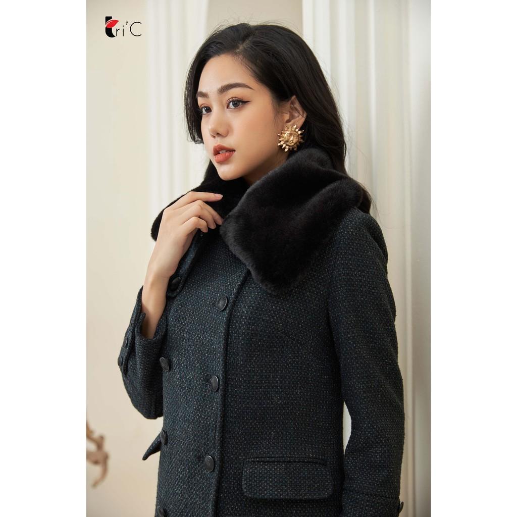 Áo khoác nữ Dạ Tweed dáng dài Tri'C Luxury K151220