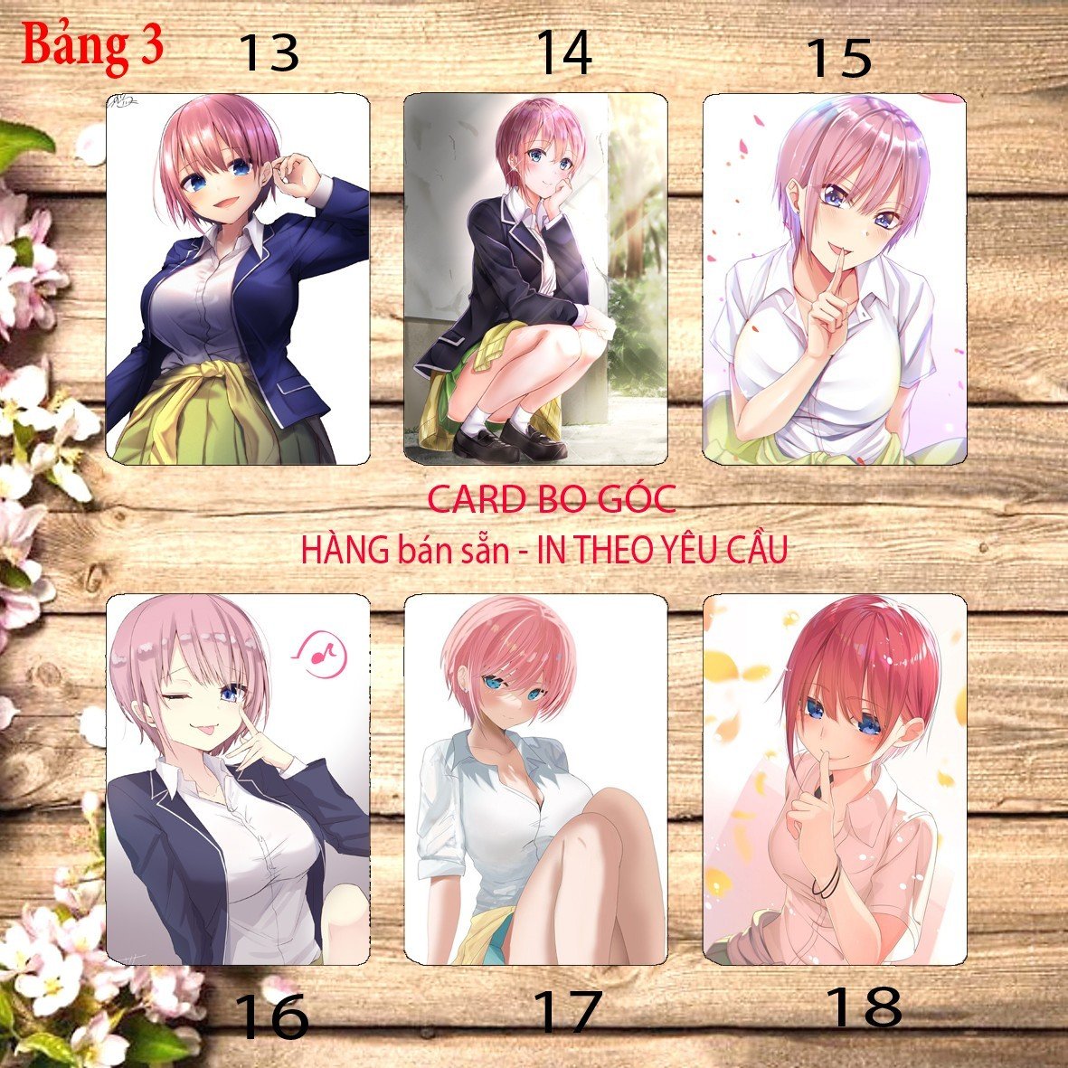 Card hình nakano ichika 6 ảnh khác nhau/ Thẻ card Nakano ichika Gotoubun no Hanayome nhà có 5 nàng dâu