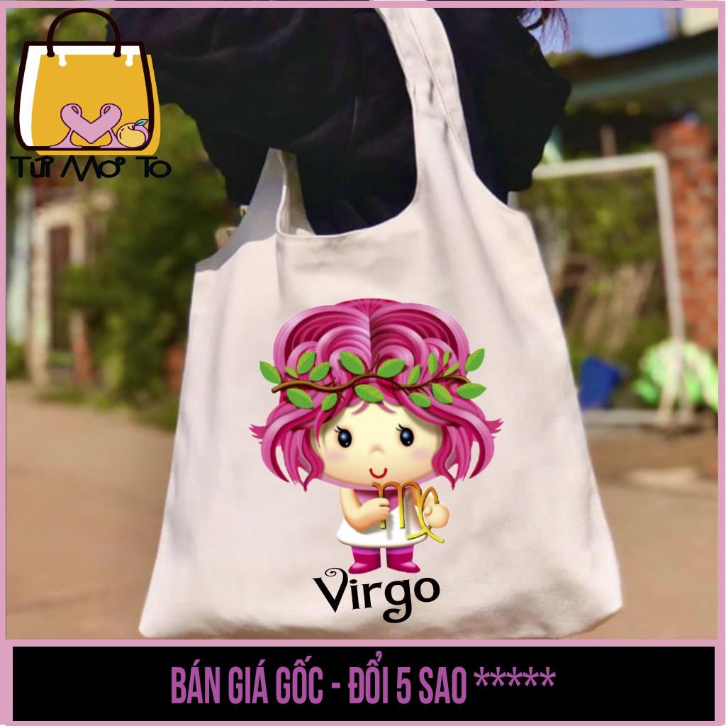 Túi tote túi vải túi canvas quai tròn có khóa kéo in hình 12 CUNG HOÀNG ĐẠO - Cung Xử Nữ (Virgo) - Túi Mơ To store