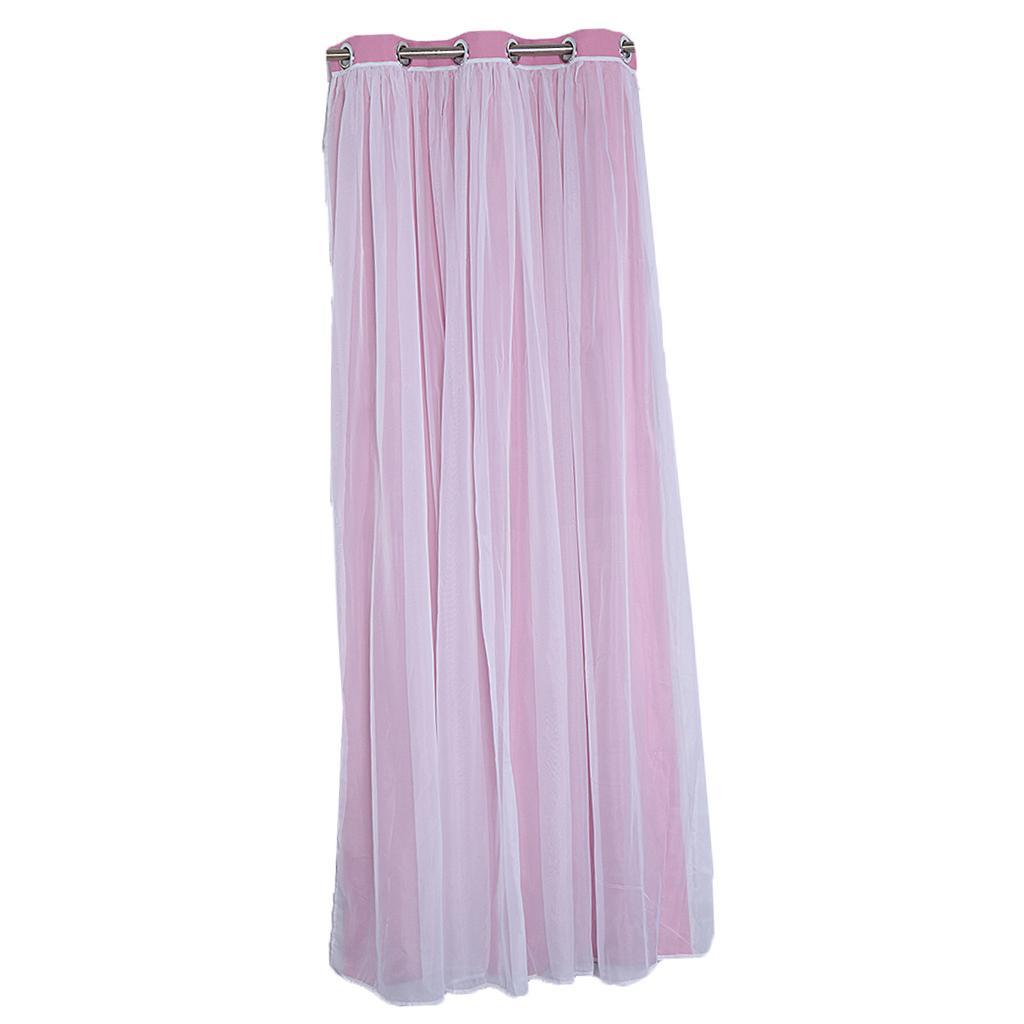2-in-1  Curtain Window Blinds Drape with Grommets Top