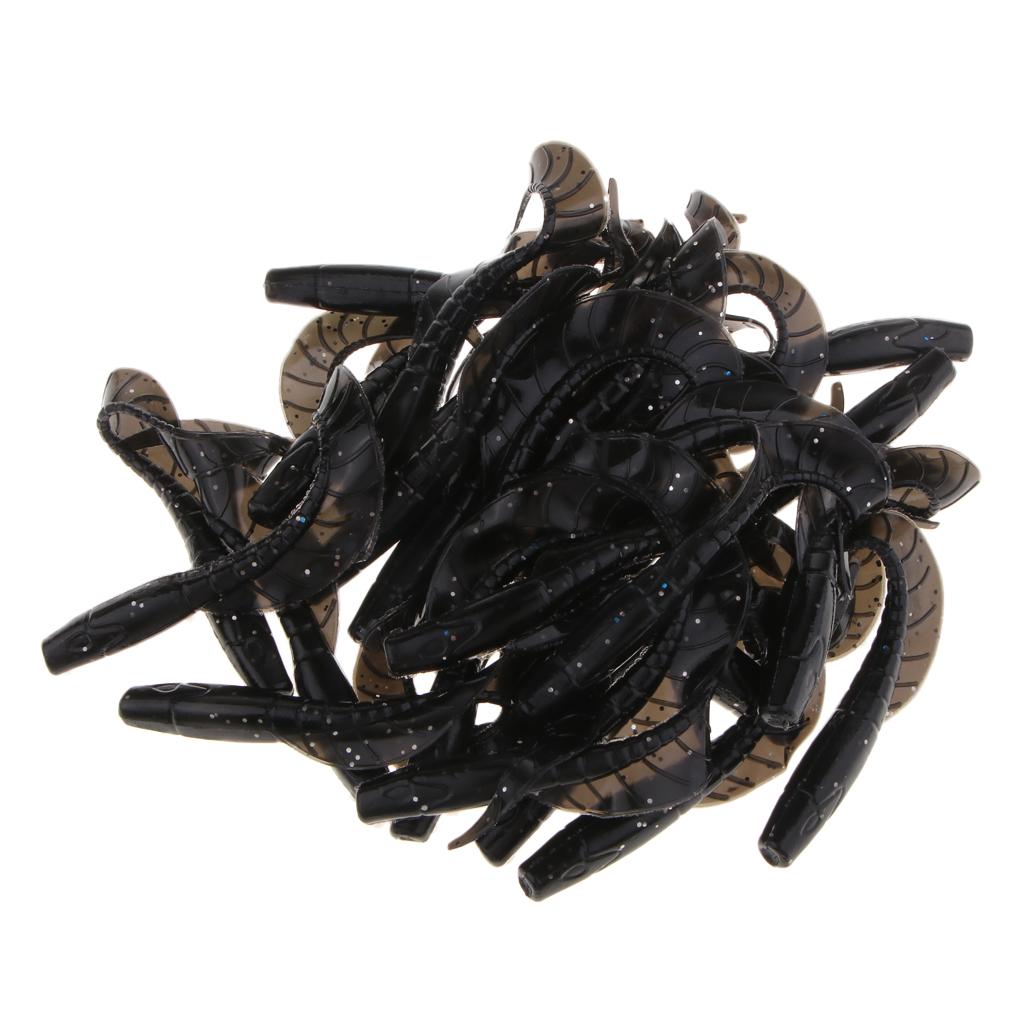 30pcs Grub Worm Fishing Lure Jig Head Soft Silicone Bait