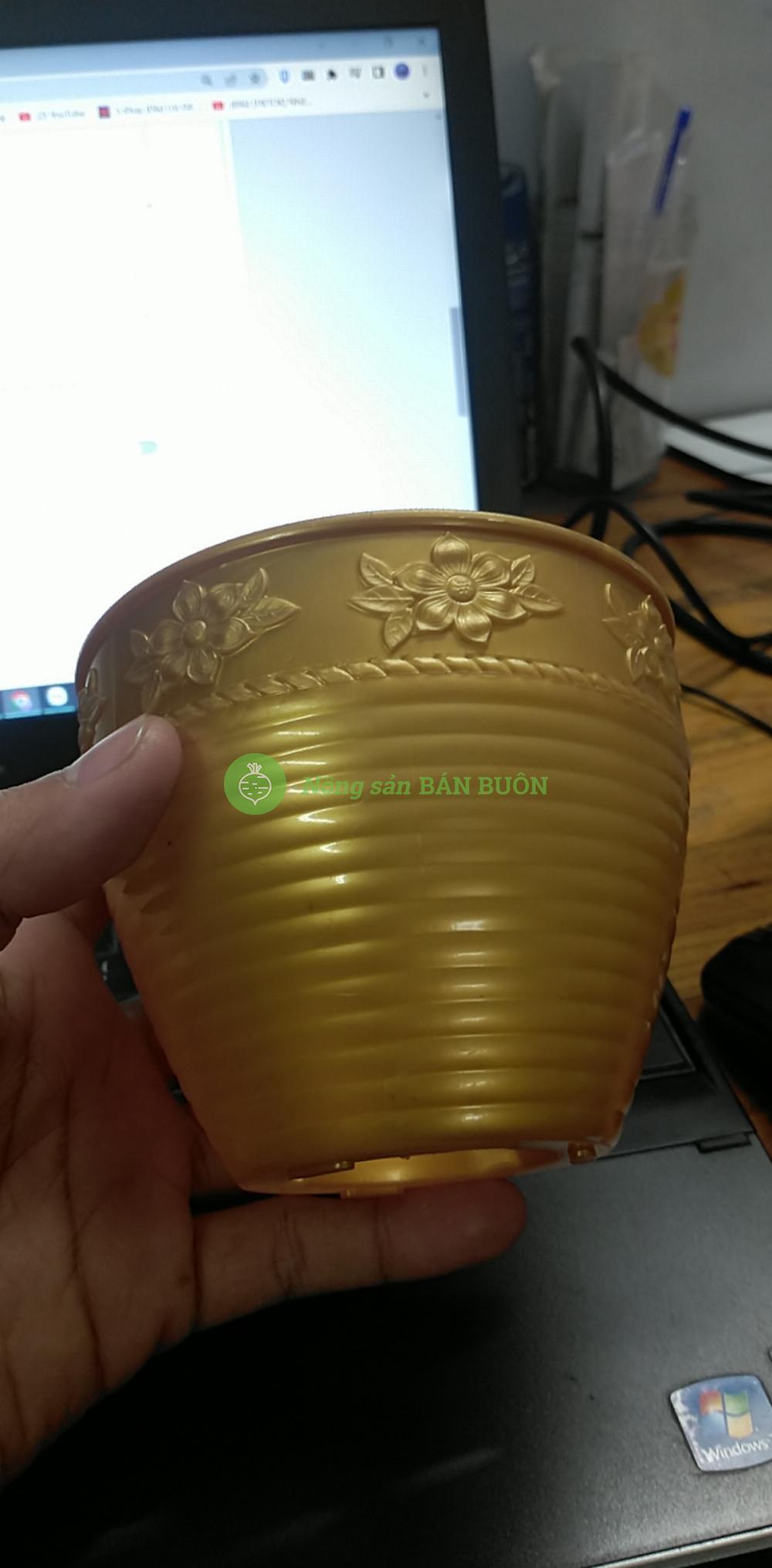 3 Chậu nhựa Hoa Mai Vàng 110x90, trồng cây mini,  xương rồng, cây để bàn, sen đá