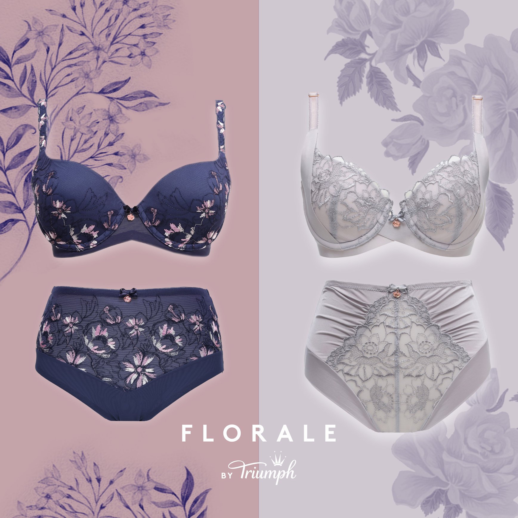 Áo lót nữ nâng ngực ren hoa Triumph Florale Rose 8537 có gọng, mút mỏng, bản lưng to định hình ngực hoàn hảo