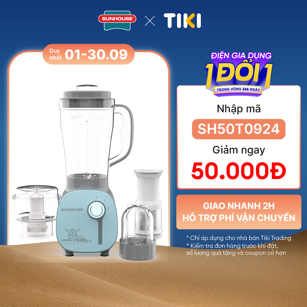 Máy Xay Sinh tố Đa Năng Sunhouse SHD5312B - Hàng chính hãng