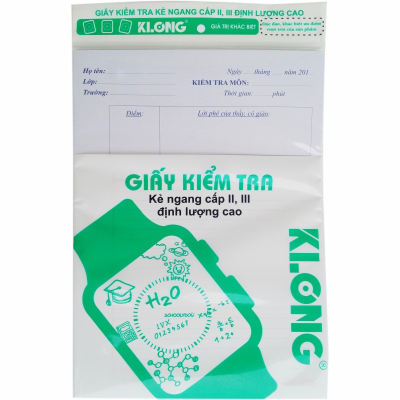 Giấy kiểm tra KLONG Cấp II 80/92 B5- 25 kép/tập; MS: 277