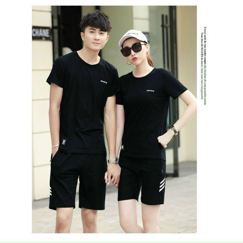 Bộ quần áo thể thao unisex/Đồ bộ dạng đùi tay lỡ kiểu thể thao chất thun lạnh cotton thoáng mát mặc hè