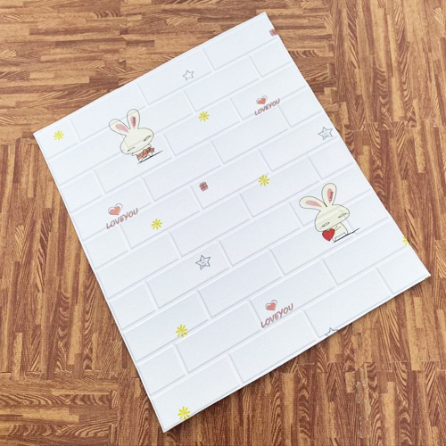 Bộ 5 Tấm Xốp Dán Tường Hoạt Hình Thỏ Dễ Thương, Kích Thước 70cm x 77cm