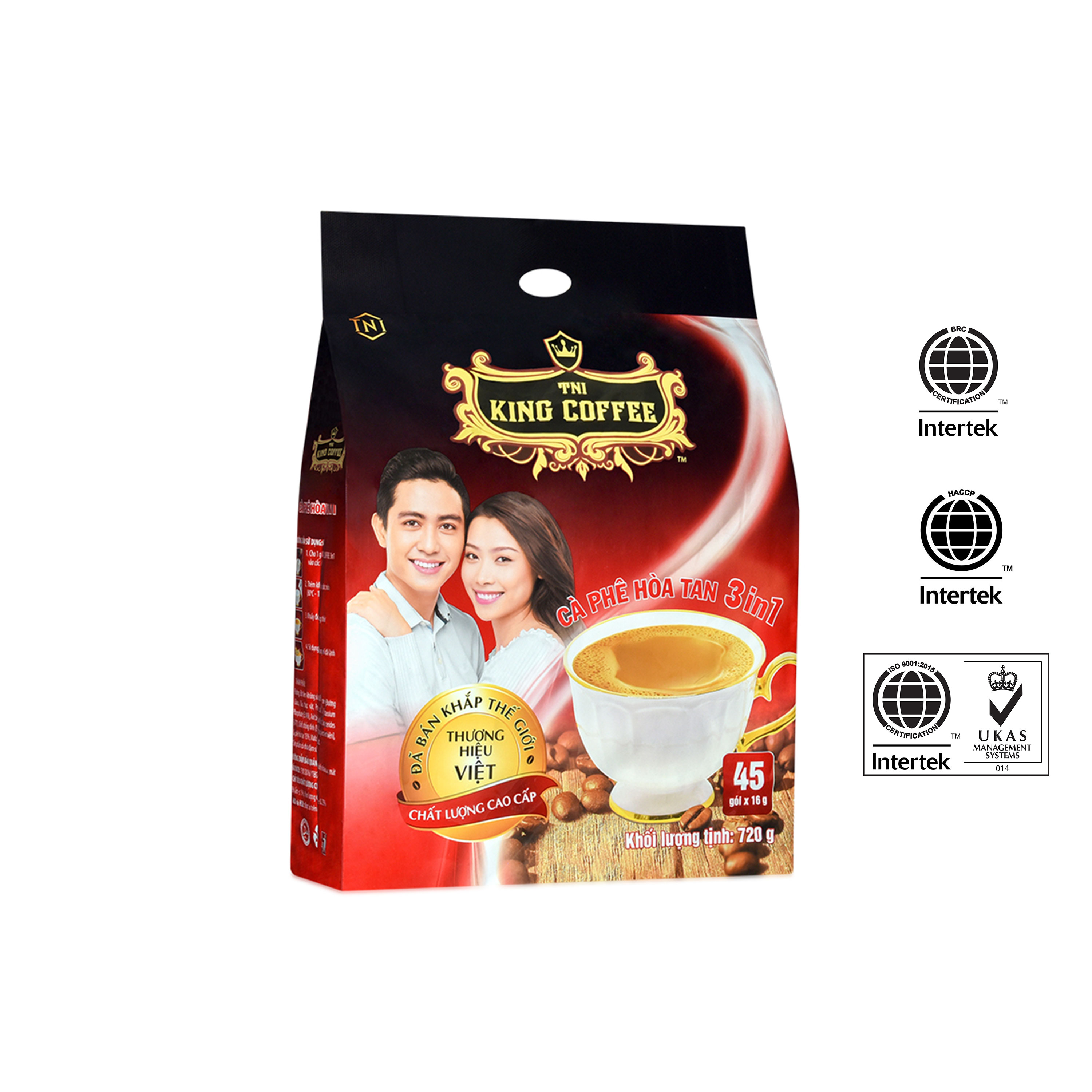 Cà Phê Hòa Tan 3IN1 KING COFFEE - Túi 45 gói x 16g