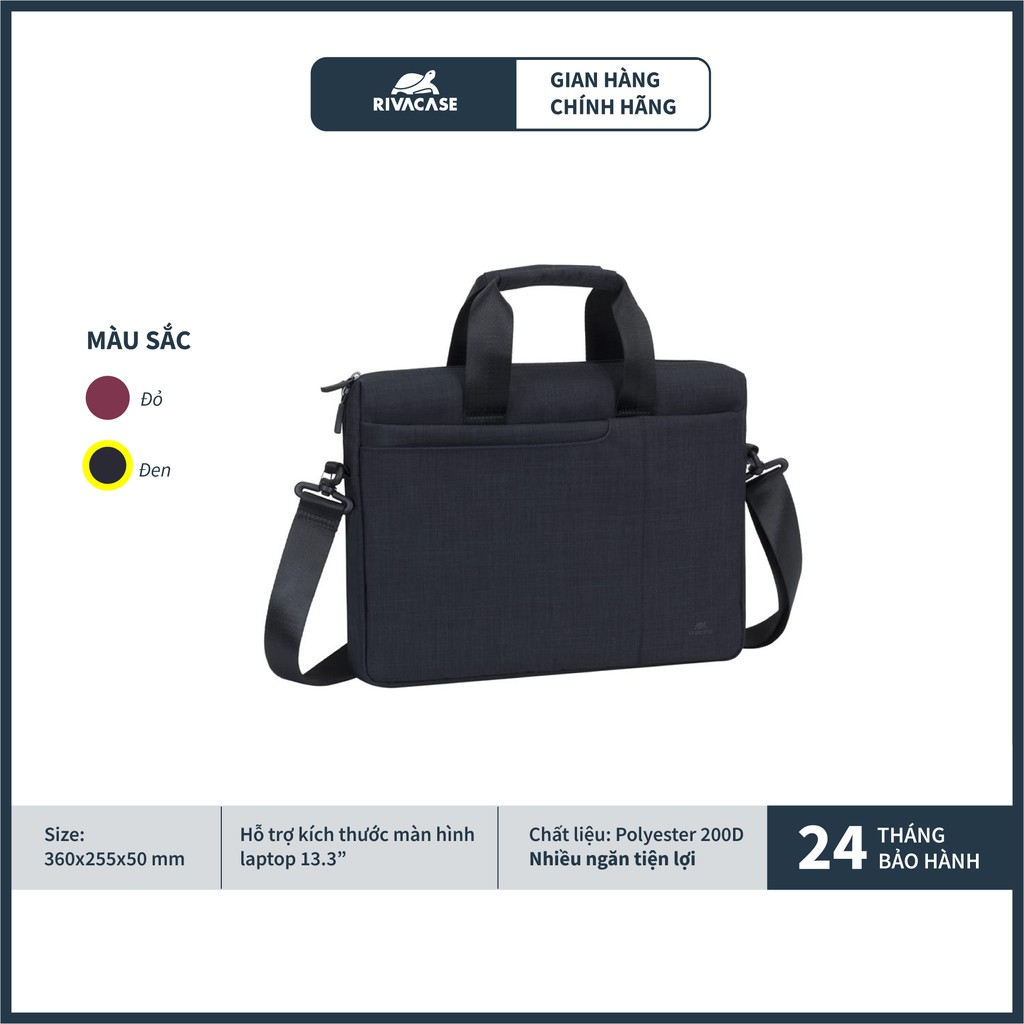 Cặp Xách Laptop Rivacase 8325 Dành Cho Laptop 13.3 - 14 Hàng Chính Hãng - Đen